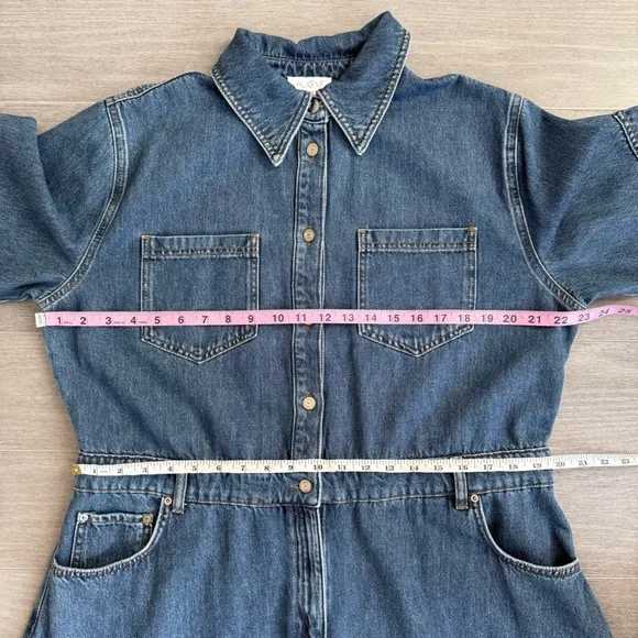 ALIGNE Mateo Short Sleeve Asymmetric Denim Midi Shirt Dress 12 Anthropologie - Picture 14 of 15